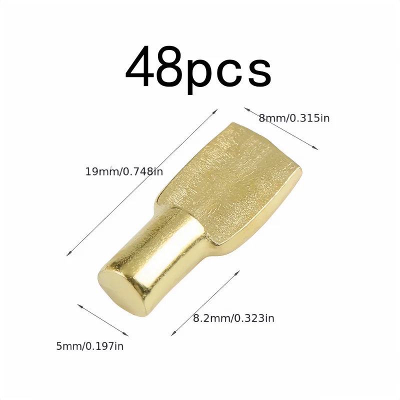 5mm Standard Peg Size Iron Cabinet Pins 48 pcs, perfect for Wardrobe Layer Pins, Gold Plated Finish, Multipurpose