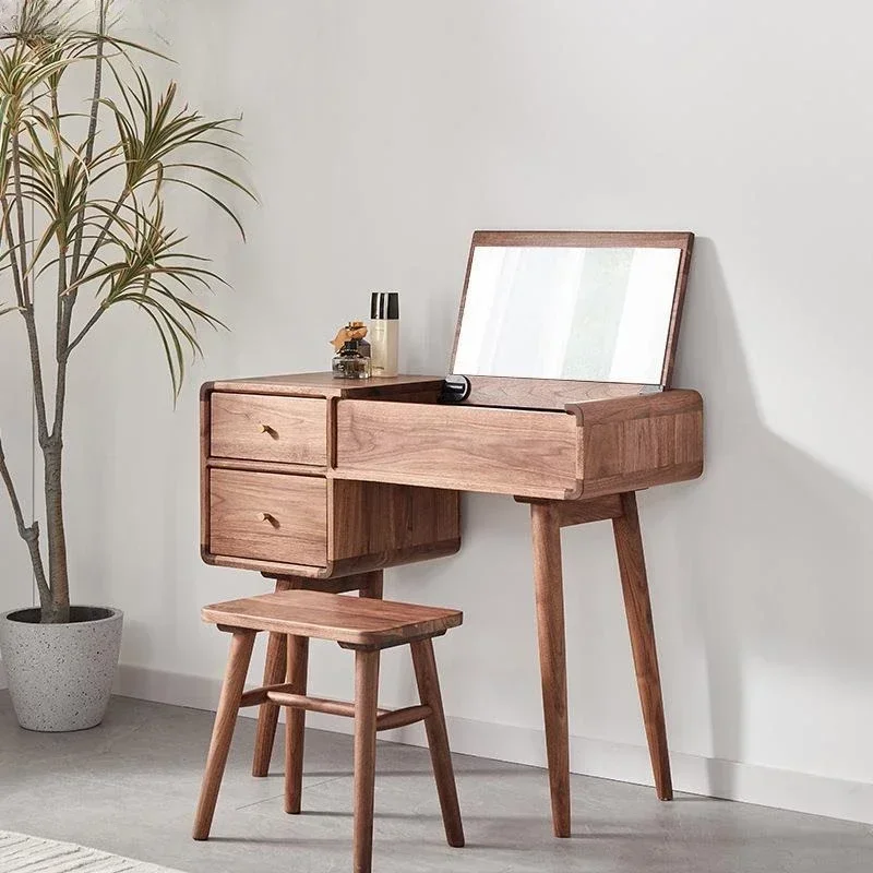 North American black walnut solid wood flip dresser desk integrated simple modern bedroom Nordic dressing table computer table