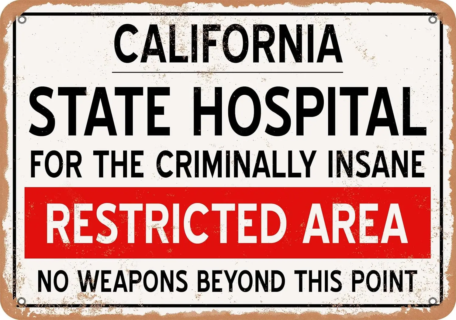 1 PCS,Metal Sign - Insane Asylum of California for Halloween - Vintage Rusty Look