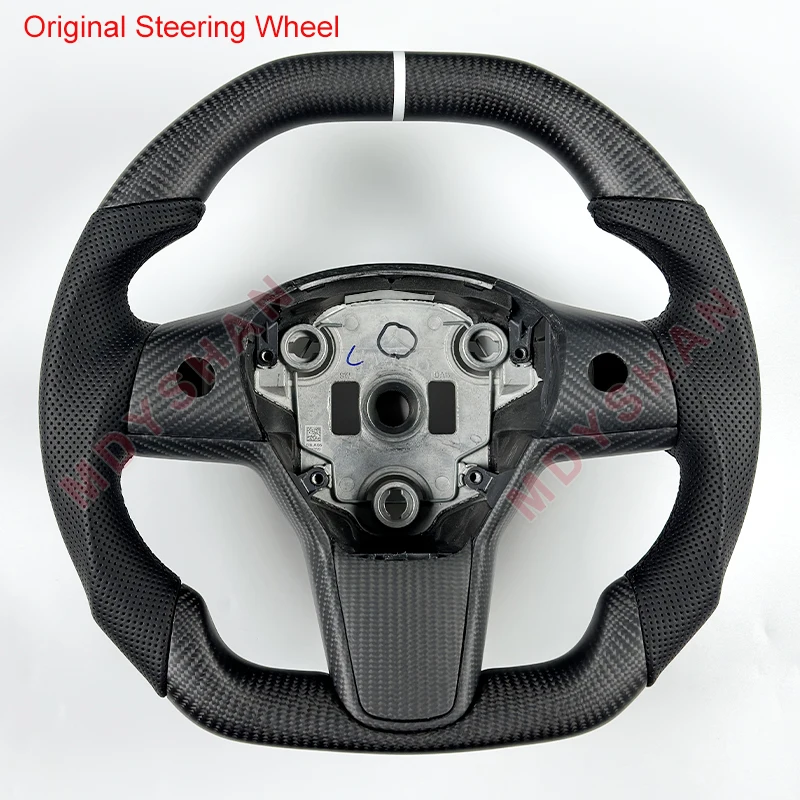 Glossy Carbon Fiber Steering Wheel for Tesla Model 3 Model Y 2016 2017 2018 2019 2020 2021 2022 2023 2024 Custom Style Wheel