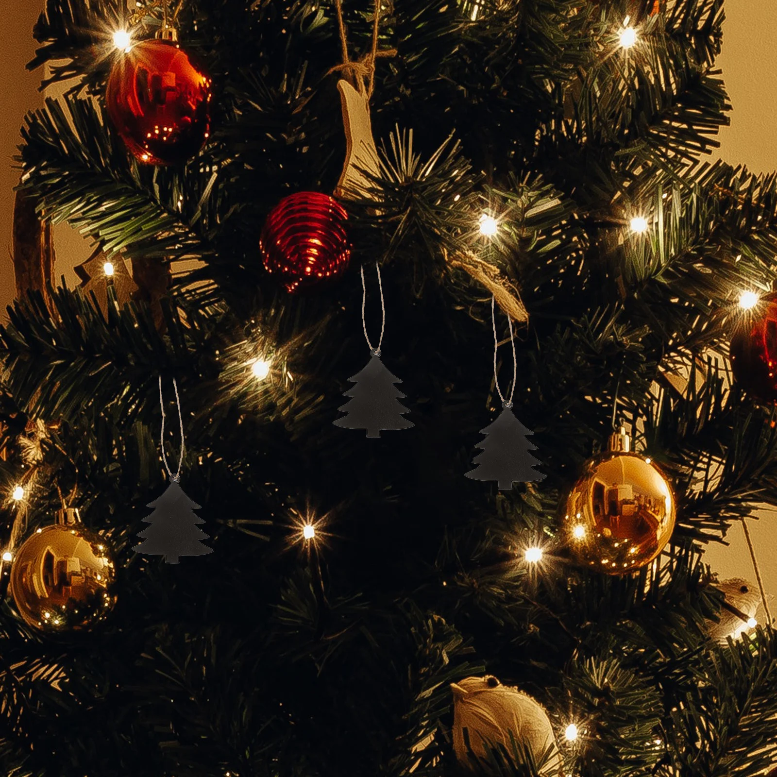 

10Pcs Wooden Mini Blackboard Tags Double-Sided Christmas Hanging Chalkboard Labels Rustic Xmas Tree Decoration