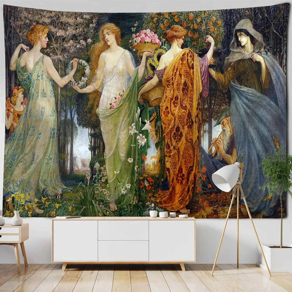 

VIKAMA Classical Art Tapestry Garden Angels Forest Dancers European Court Christmas Manger Living Room Bedroom Decoration