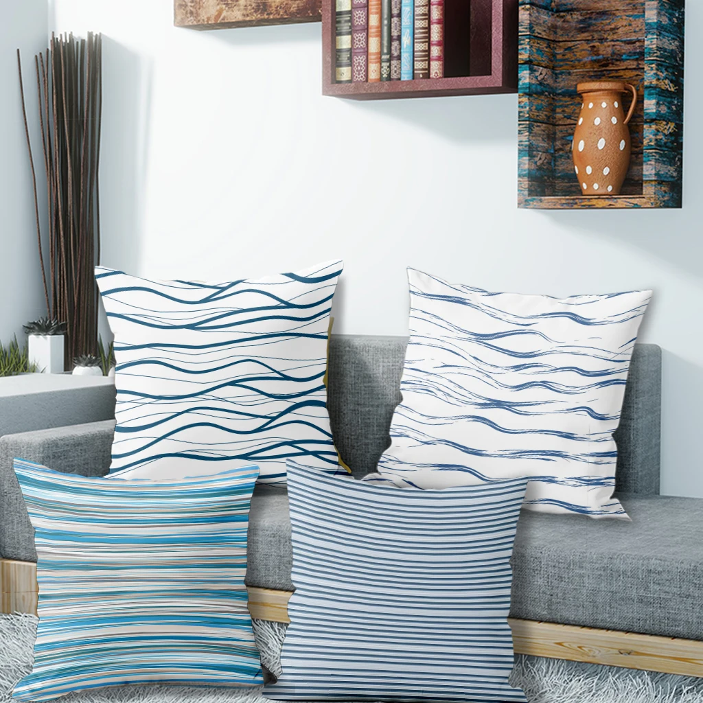 

Blue Wave Pattern PillowcasesSuitable for sofa car bedroom decorative cushion cover pillow cover