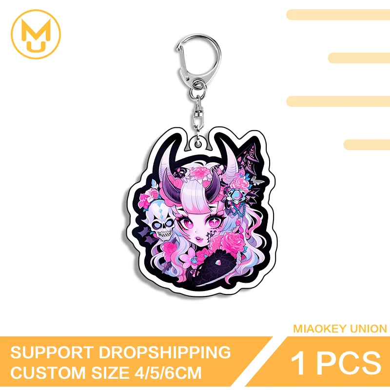 Kawaii Goth Girl Key Holder Customizable Y2K Carttonn Devil Girl Keyrings Hot Selling Handbags Wallets Jewelry Decoration