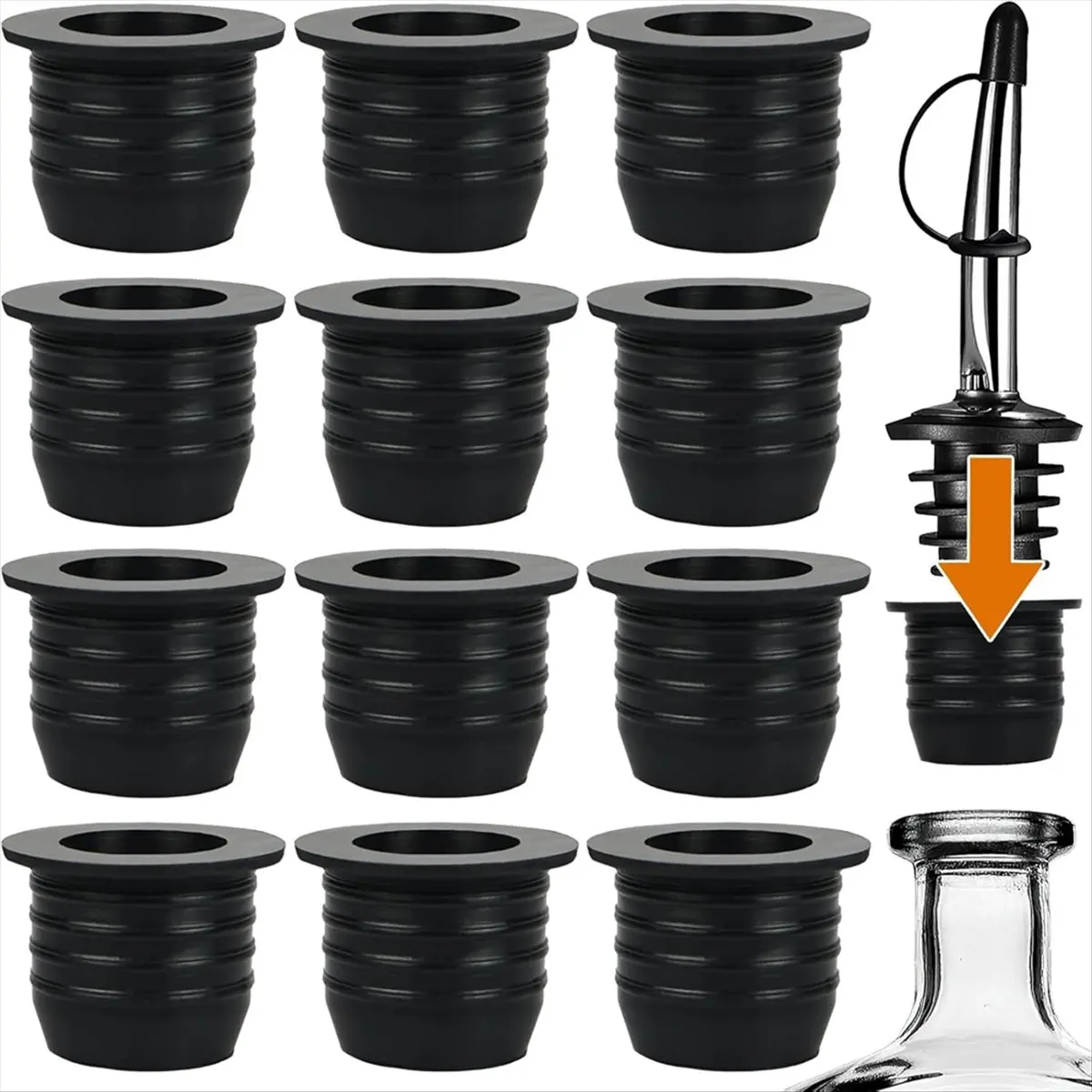 Adaptery do nalewania alkoholu AT16, 12 sztuk, korki do butelek z alkoholem o szerokim szyjce, do alkoholu, oliwy z oliwek, do szyjek do 25 mm