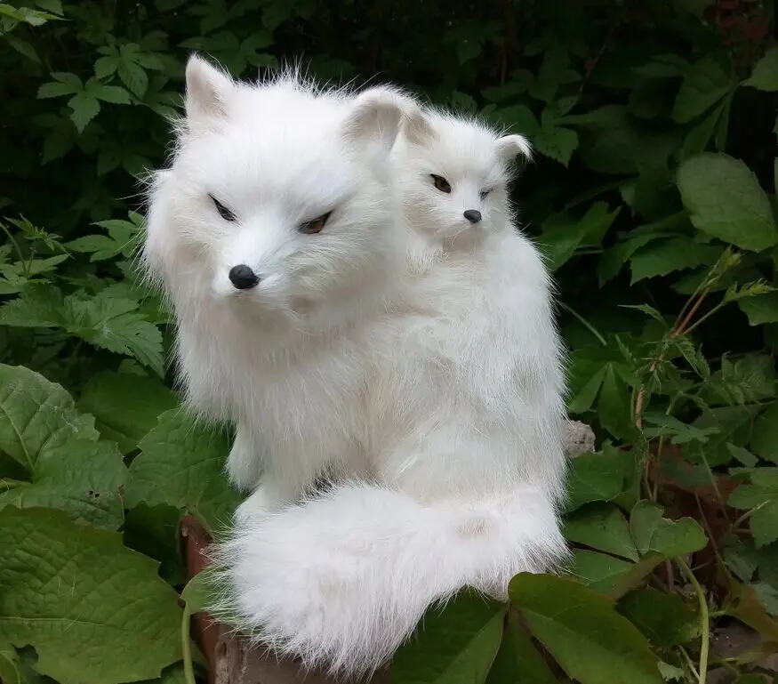 

white fox hard model polyethylene&furs fox cosplay stage prop handicraft decoration about 16x19cm gift s0459