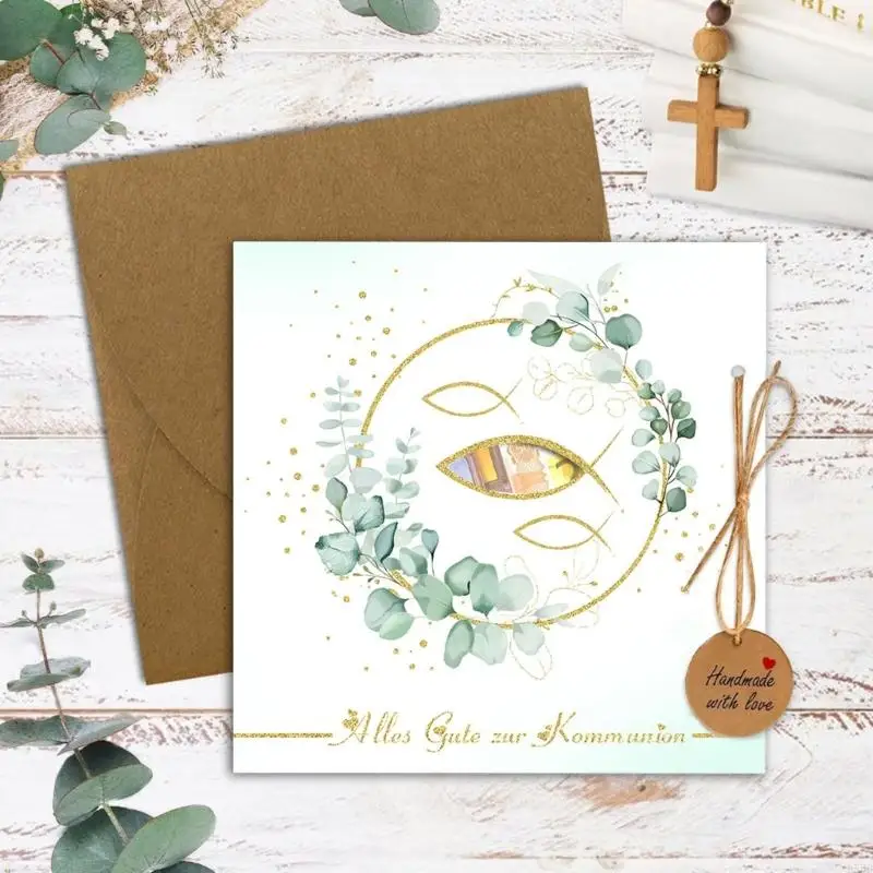 

D5BB Religious Envelopes Sacrament Money Holder Envelopes Heart Clasp Envelope