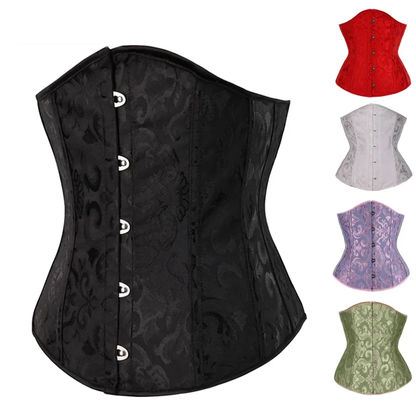 Underbust Corset Floral Push Up Boned Bustier Gothique Korsett For Women Front Busk Gorset Korse Sexy Women Gothic Corset