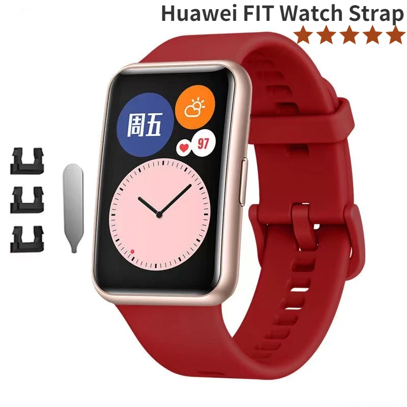 15 Colors Silicone Strap For Huawei Watch Fit Original Smart Watch Sports Bracelet Wristband For Huawei Fit Watch Strap correa