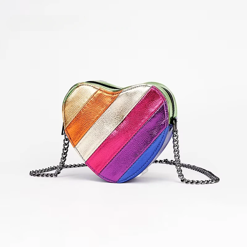 2025 New Shoulder Bag Contrast Rainbow Splice Crossbody Bag Designer Handbag Fashion Trend Women's Bags Mini Cute Coin Purse