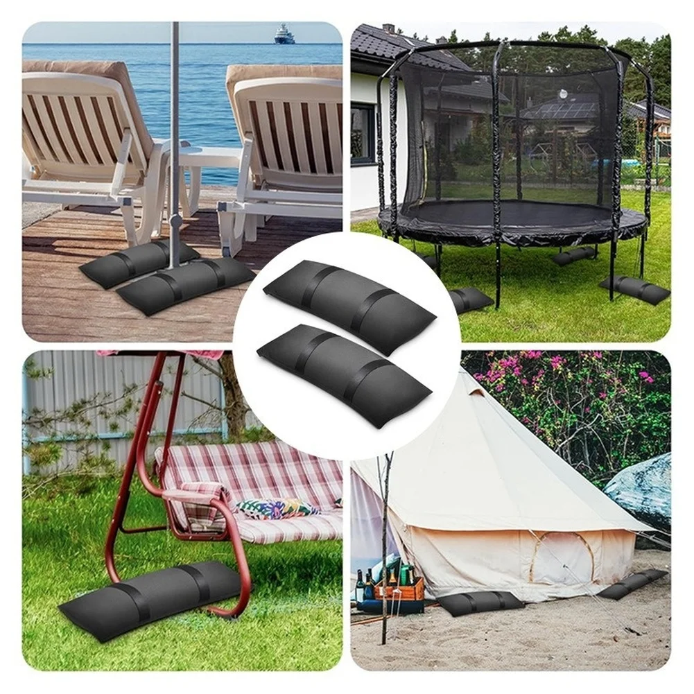 2 Pack Fillable Sandbag for Patio For Umbrella Stand - Oxford Cloth Sand Weight Base 70x25cm Black for Stability