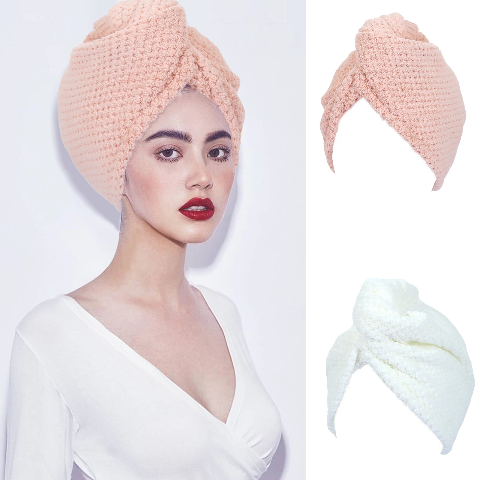 Microfiber Hair Towel Wrap Ultra Absorbent Quick Dry Hair Turban For Drying Curly Long Hair Fast Drying Hair Turban Dry Hair Cap