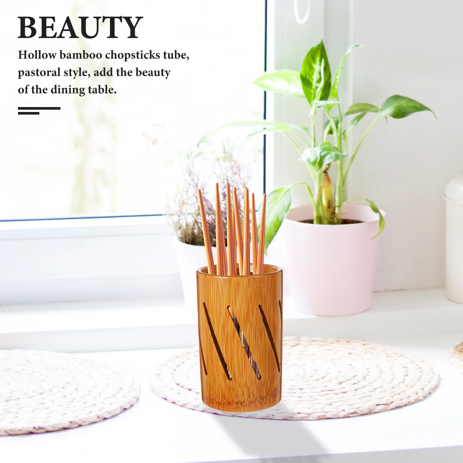 

1pc Chopsticks Utensil Storage Cylinder Large Capacity Rustic Tableware Organizer Countertop Kitchen Accessories Spoon Spatula