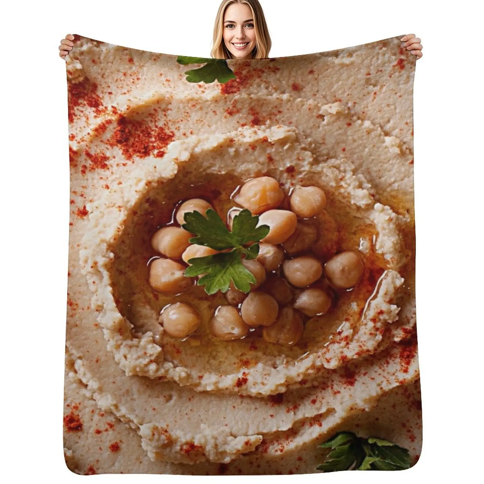 Hummus Throw Blanket Breathable Lightweight Blanket for Adults Kids
