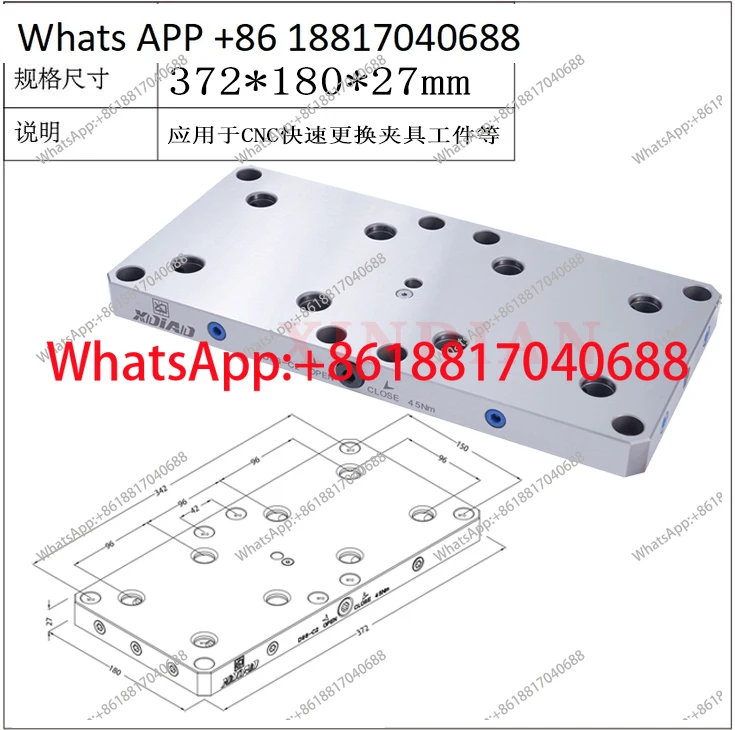 1PC D96-C2 Double Station Zero Point Quick Change Fixture Three Four Five Axis Self-centering Vise Tooling Board