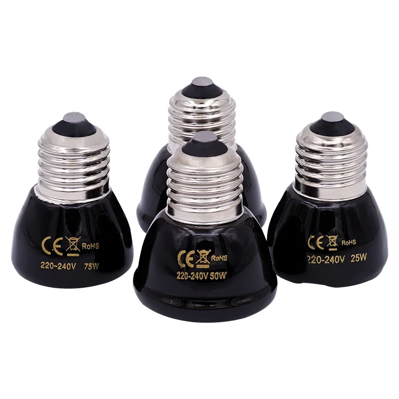 25/50/75/100W E27 Pet Heating Lamp 220V Infrared Ceramic Emitter Heat Light Bulb Pet Brooder Chickens Reptile Lamp 1PC