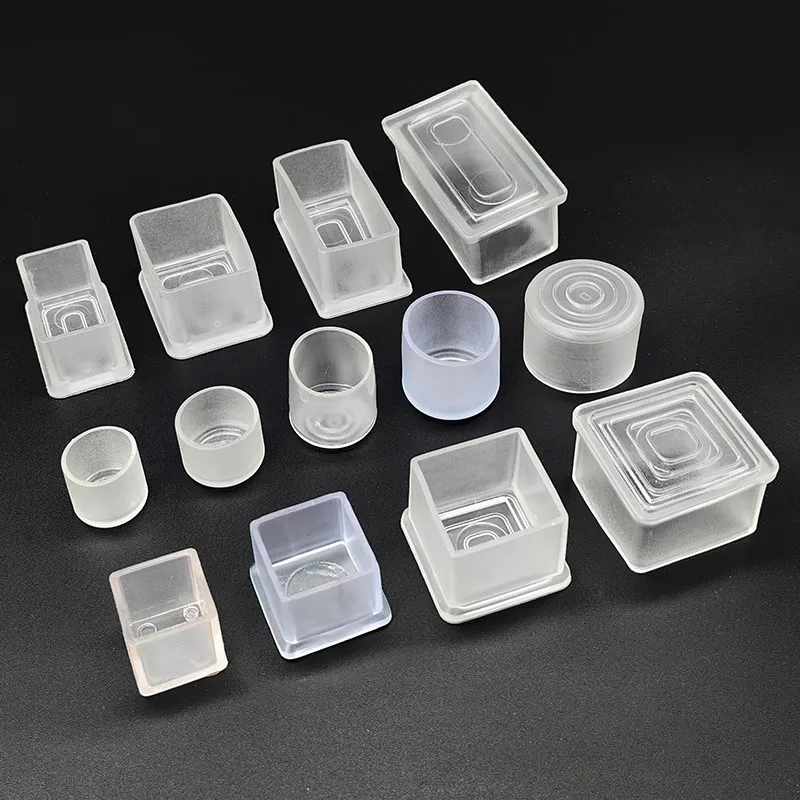 10Pcs Clear PVC Anti-Slip Leg Caps Rubber Sleeves Quiet Furniture Glides for Chair &Table Feet Protectors 14-76mm Square & round