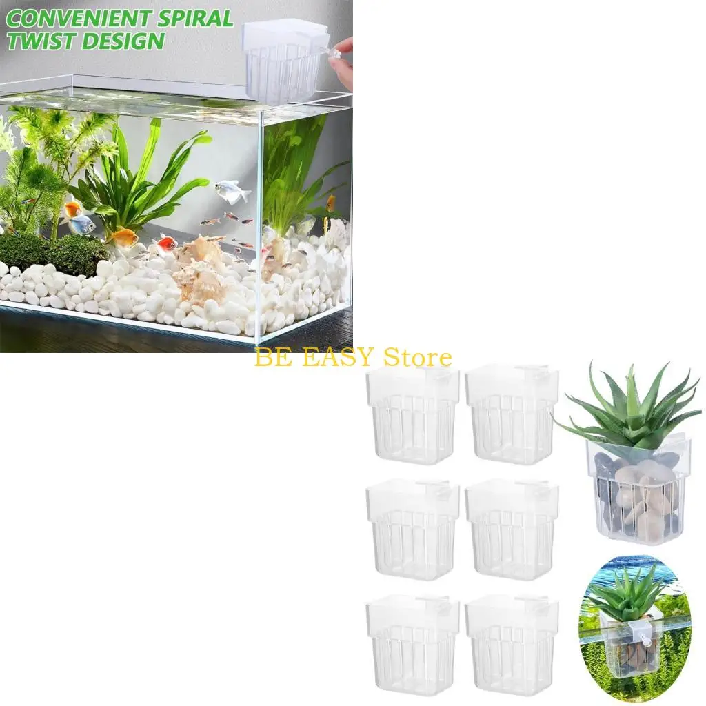 Jardinière hydroponique suspendue polyvalente E28F, tasse, support plantes, panier pour aquariums, décoration d'aquascaping