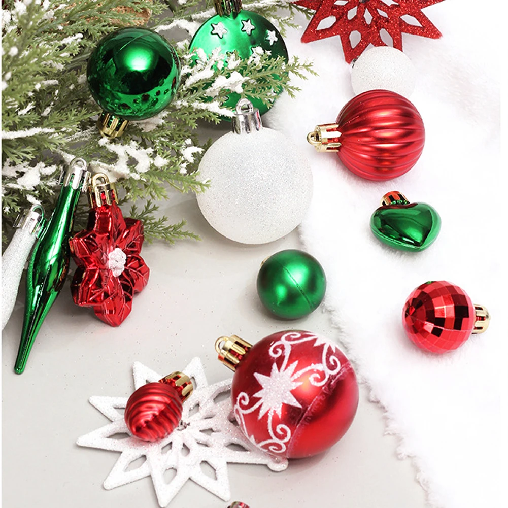 Christmas Balls Ornaments, 58pcs Christmas Tree Balls Christmas Tree Pendant Gift Balls for Xmas Navidad Christmas Decortions