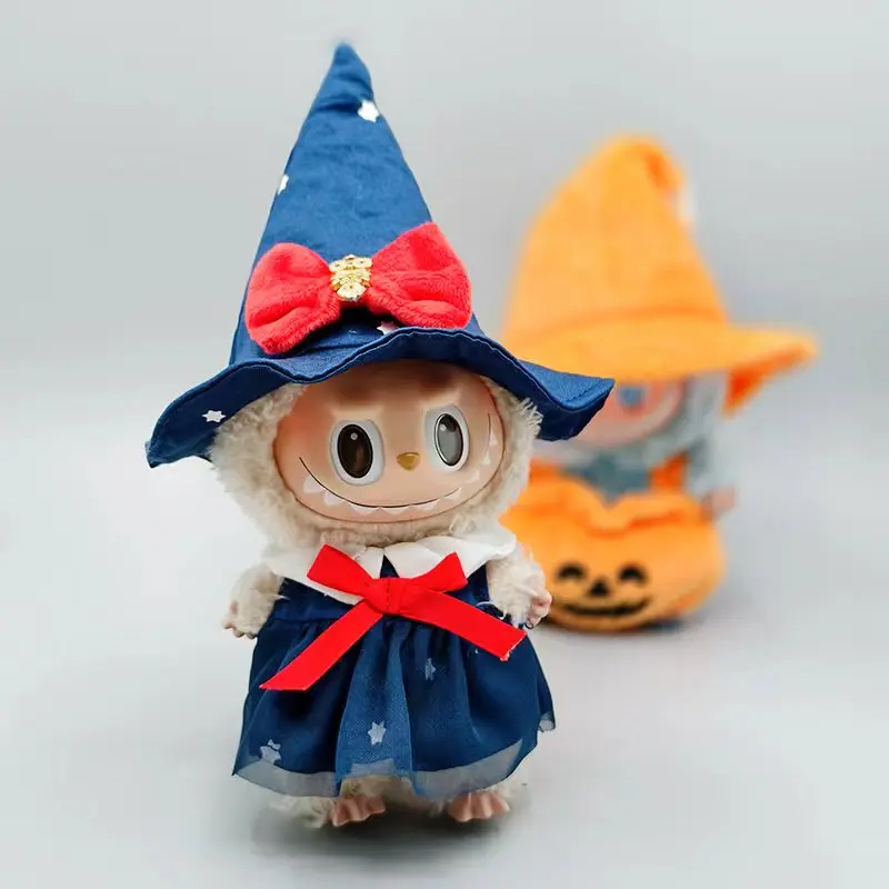 

Cute Mini Labubu Colorful T Set 17cm I II III Macaron Sitting Party Doll Clothes