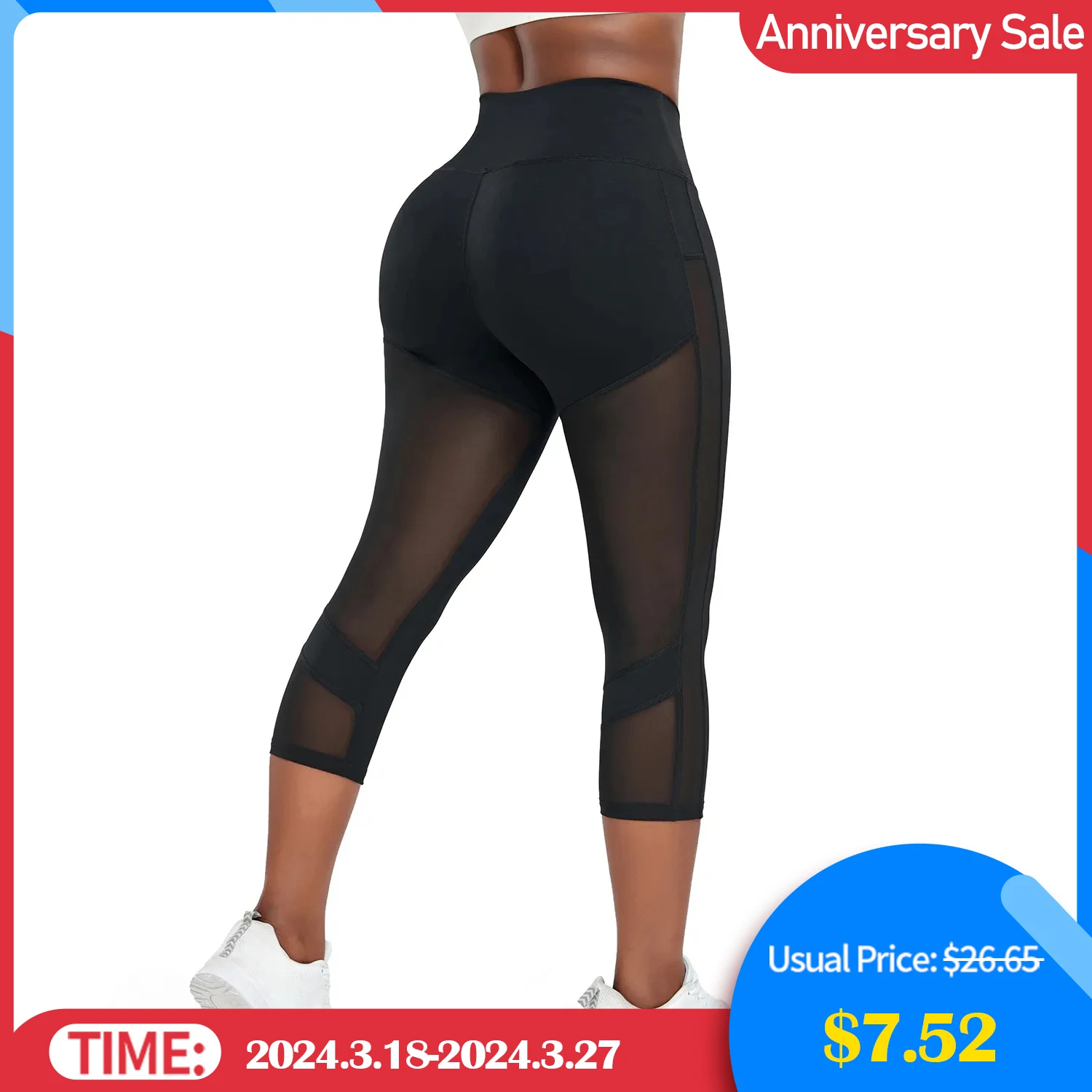 Splicing Capris Leggings Fitness Women's High Waist Push Up Yoga Pants Gym Workout Breathable Jogging Cycling Tights Sportswear