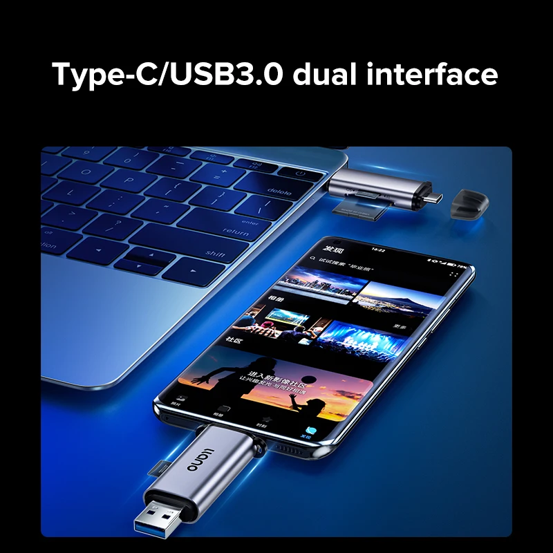 LLANO 카드 리더기 Type-C USB 3.0 SD TF 마이크로 SD 메모리 카드, PC/전화/태블릿과 호환 가능