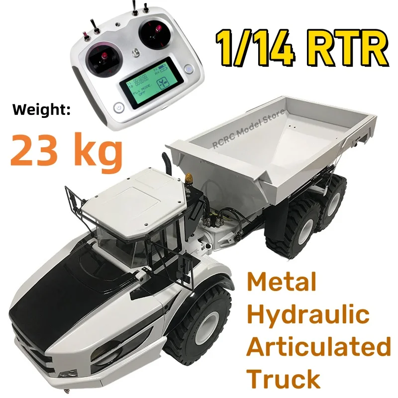 

1/14 RTR 6X6 Metal Hydraulic Articulated Truck With Sound Light System Servo Motor ESC Transmitter Weighing 23kg Birthday Gift