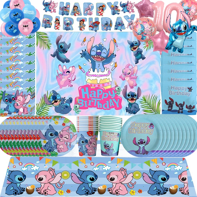 Disney Stitch Birthday Party Decorations Lilo Stitch New Balloons Hawaiian Aloha Paper Plates Cups Napinks Baby Shower Supplies