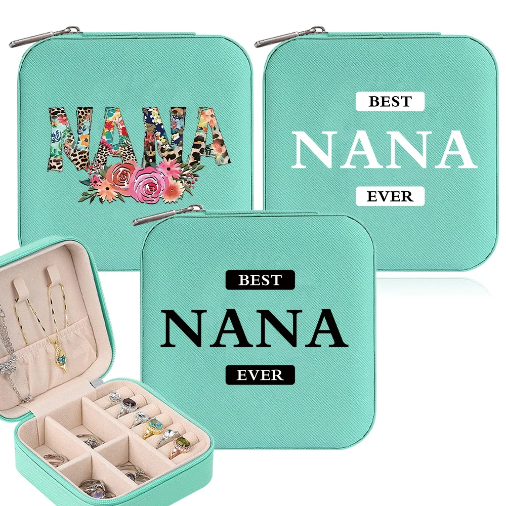 Mini Square Jewelry Box Women's Jewels Storage Case with Zipper PU Leather Nana Series Waterproof Jewel Boxes Storage Device