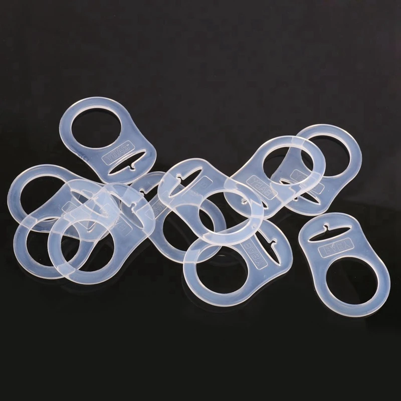 60 Pcs Button Silicone Ring Mam Pacifier Holder Mannequin Clip Adapter Transparent