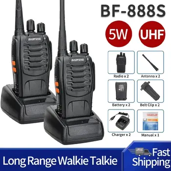 2 adet Baofeng BF-888S uzun menzilli Walkie Talkie UHF 400-470MHz Ham iki yönlü radyo Comunicador telsiz otel kamp için