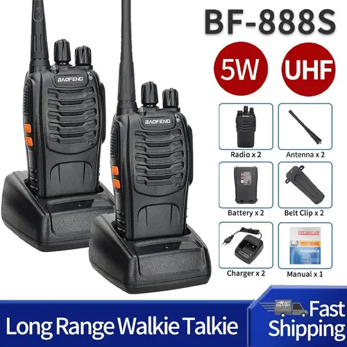 Baofeng BF-888S 장거리 워키토키, UHF 400-470MHz 햄 양방향 라디오 통신 송수신기, 호텔 캠핑용, 2 개 