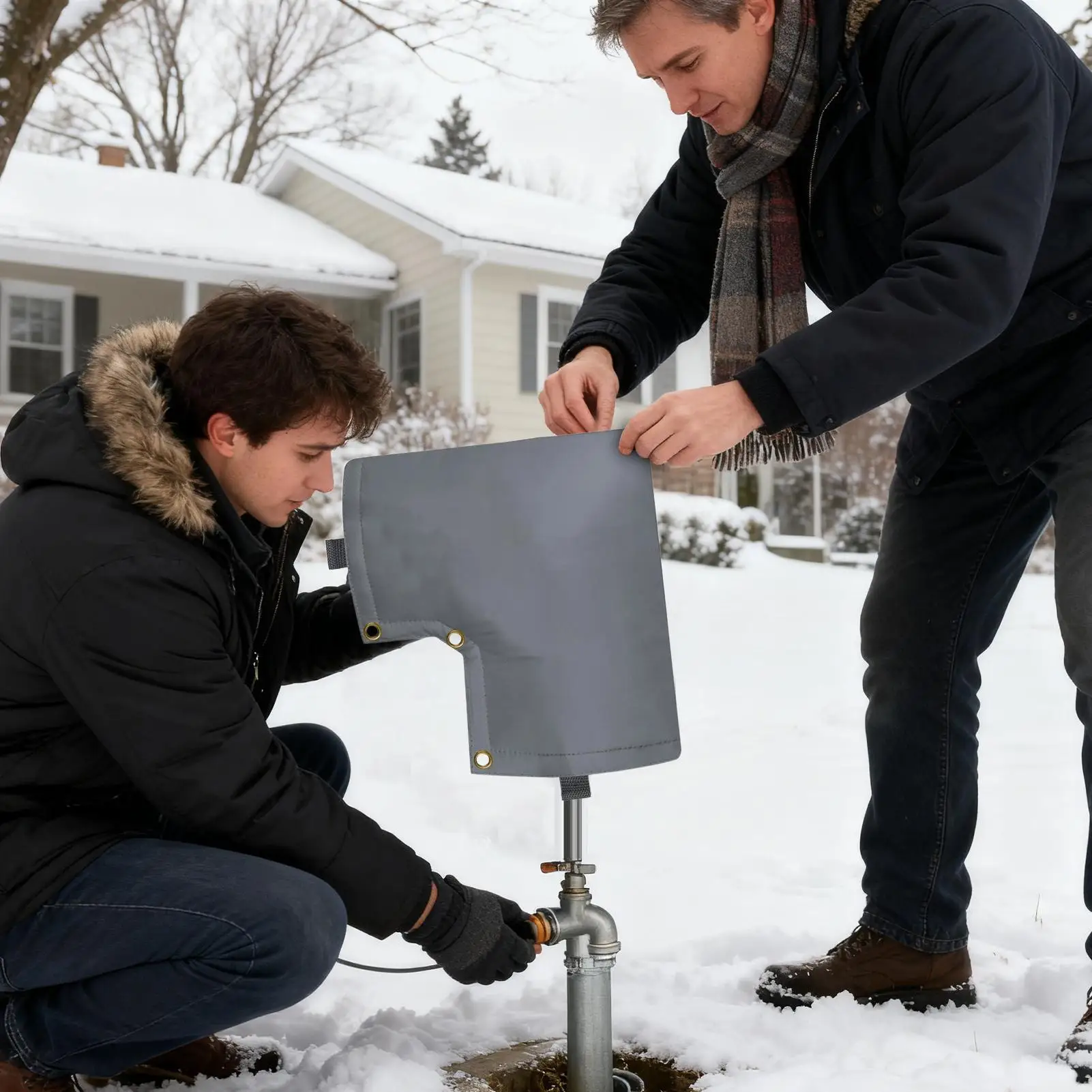 Cubierta para grifo al aire libre, protección contra ráfagas, chaqueta térmica para grifo, cubierta de manguera grande, calcetines para jardín, césped, patio, granja, patio trasero