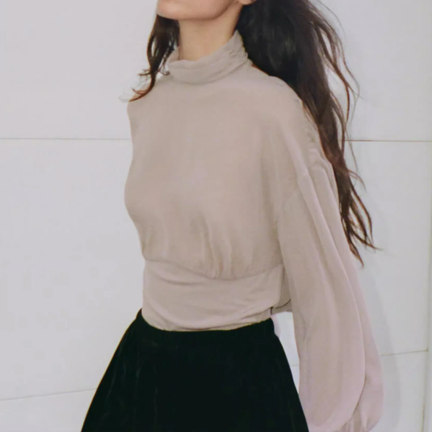 Traje Sexy con cuello levantado y diseño Ba transparente para mujer, pantalones largos de cintura alta para ir al trabajo, otoño 2025