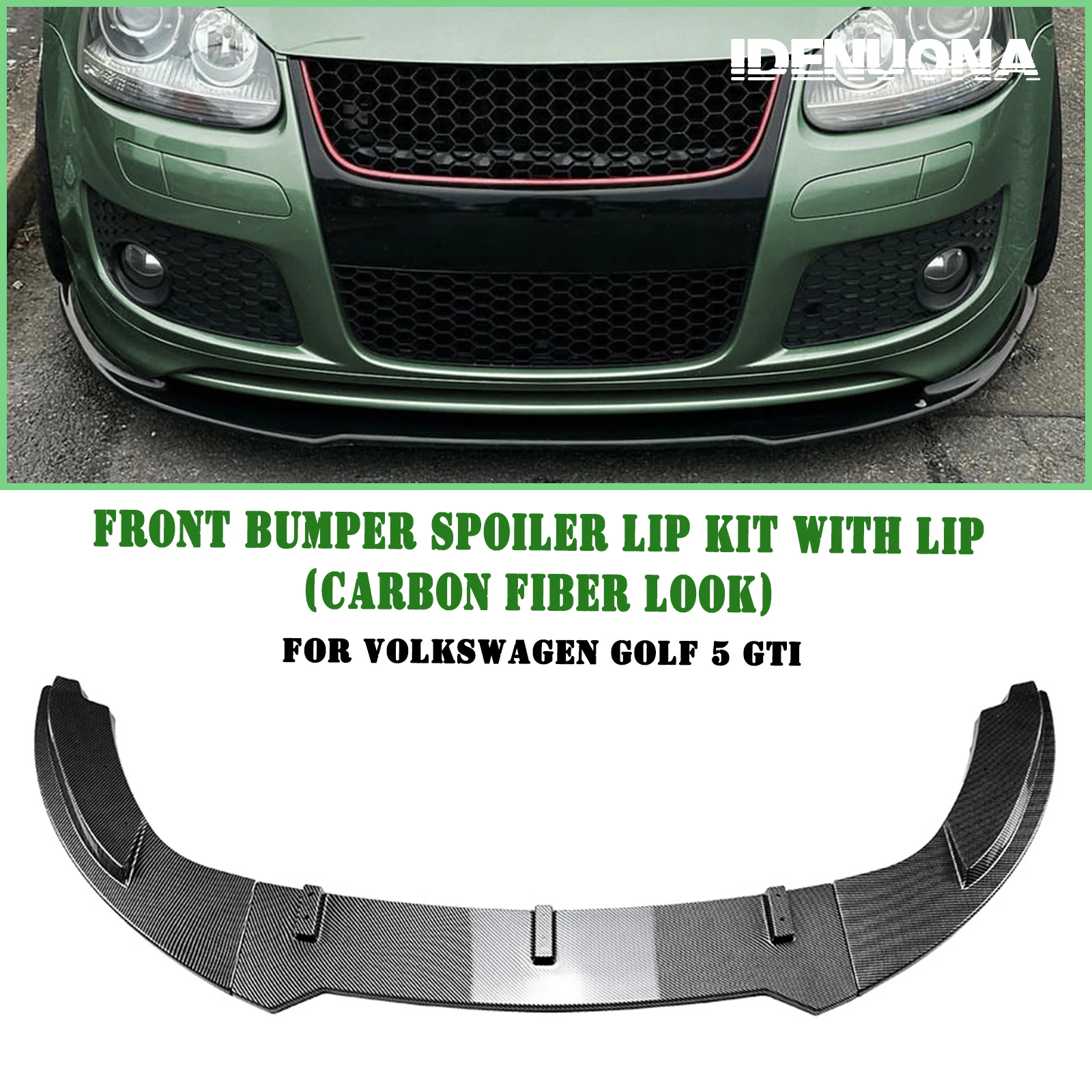 

Front Bumper Spoiler Lip For Volkswagen VW Golf 5 GTI With Lip Carbon Fiber Look/Gloss Black Car Lower Body Splitter Protector