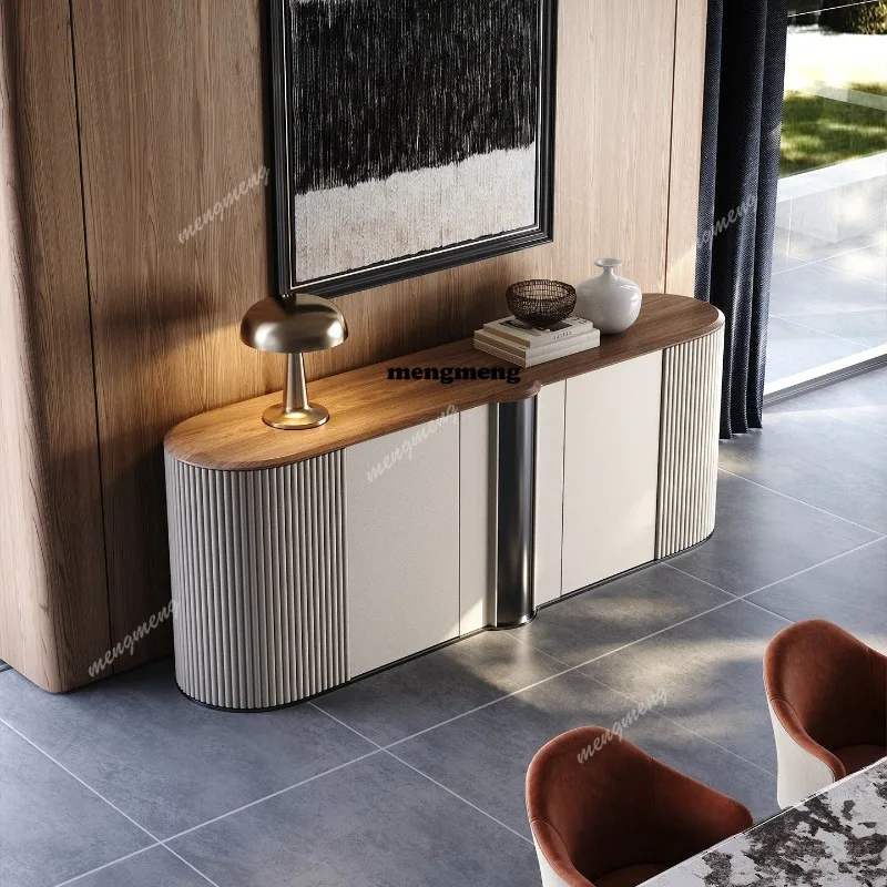 

High-end light luxury dining side cabinet villa living room partition storage door wall