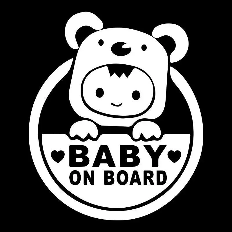 Baby On Board Sign Car Window Bumper Decal Sticker Reflective Car Stickers Cute Cartoon Stickers Car Accessories