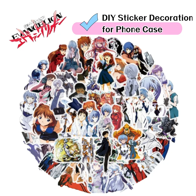 50PCS NEON GENESIS EVANGELION stickers high color value creative animation cartoon decorative mobile phone shell DIY stickers