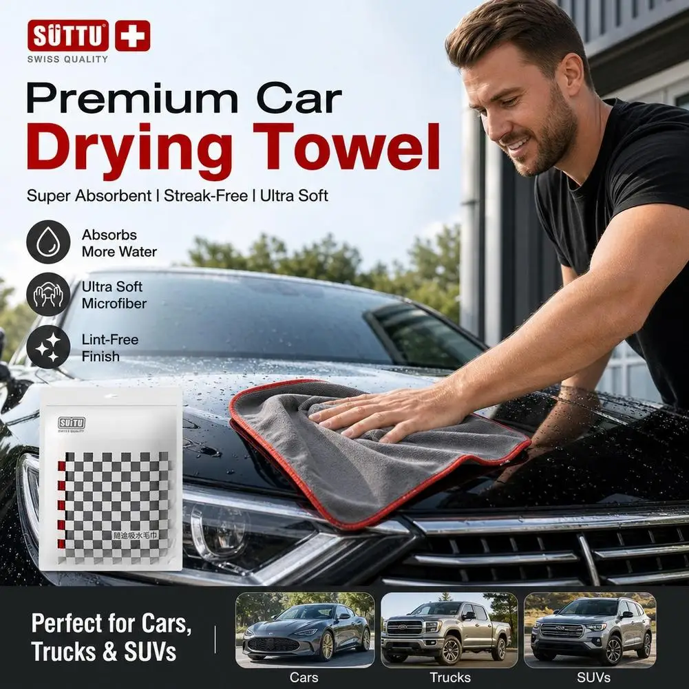 Microfiber Detailing Towel for Cars Scratch-Free Drying Cloth 500GSM High Density Machine Washable for Interior Dashboards