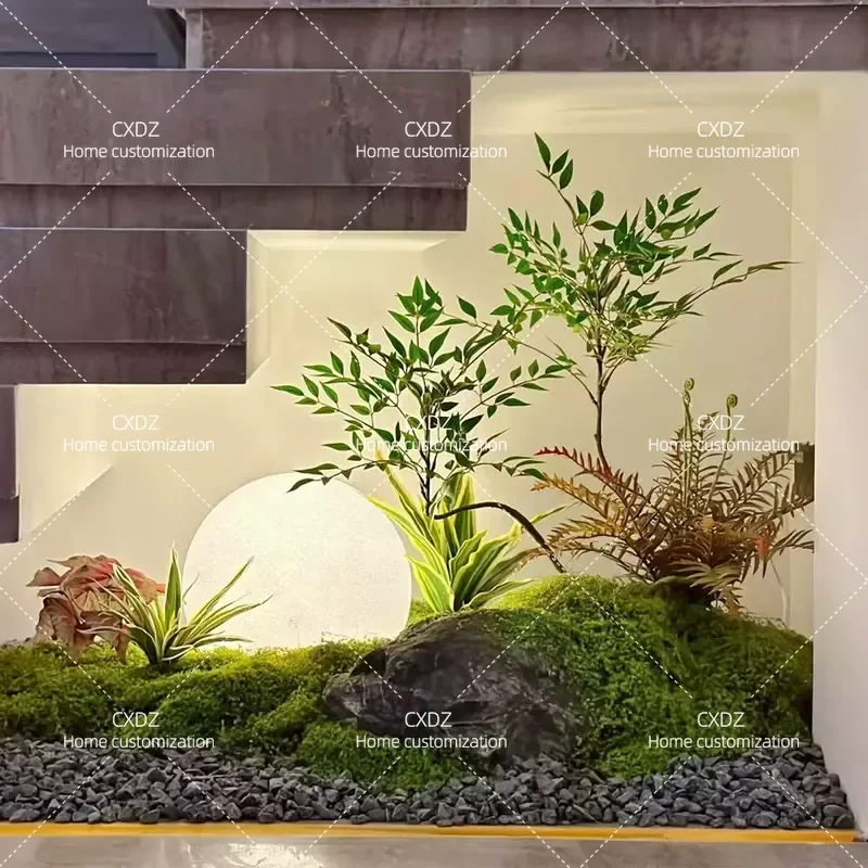 Bionic simulated plant landscaping combination Under the stairs Interior decoration Fern fake plant Green plant ornament