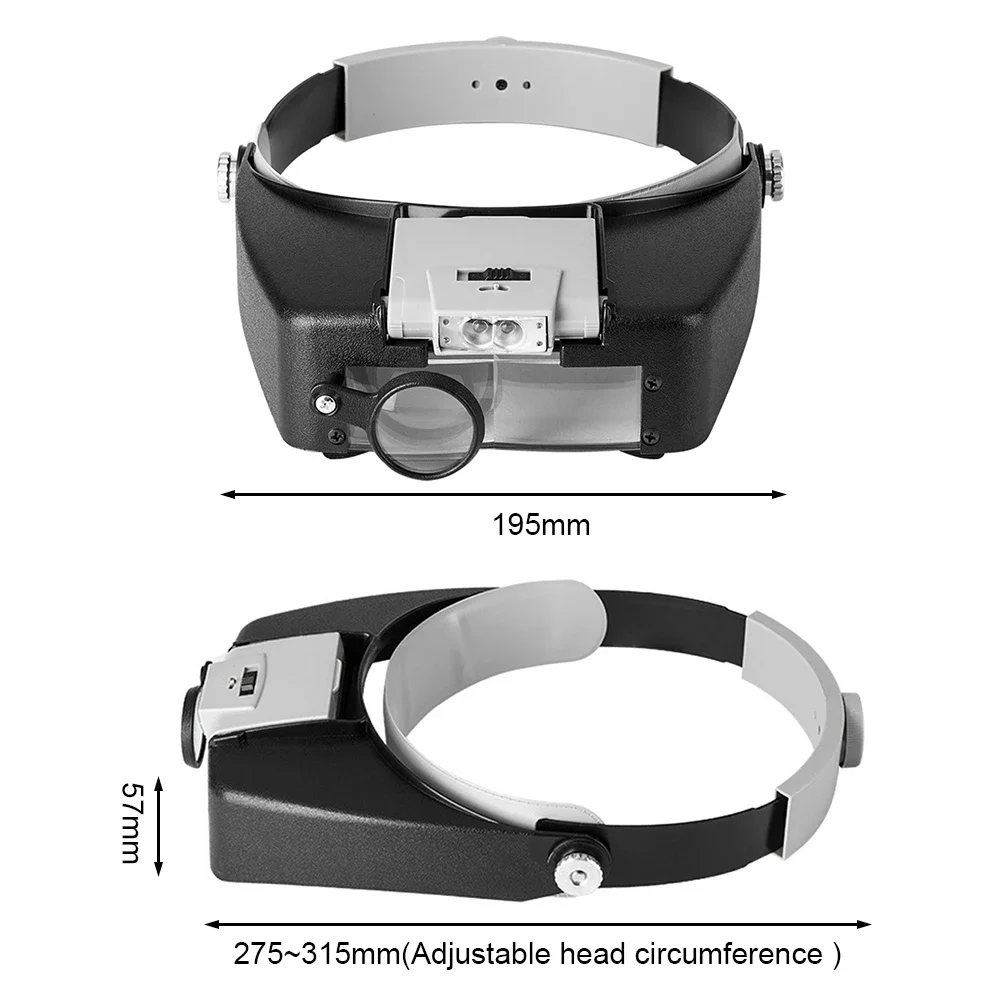 10X Headband Glasses Magnifier Adjustable LED Magnifier Loupe Glasses For Reading Optivisor Magnifier Illuminated Repair Tool
