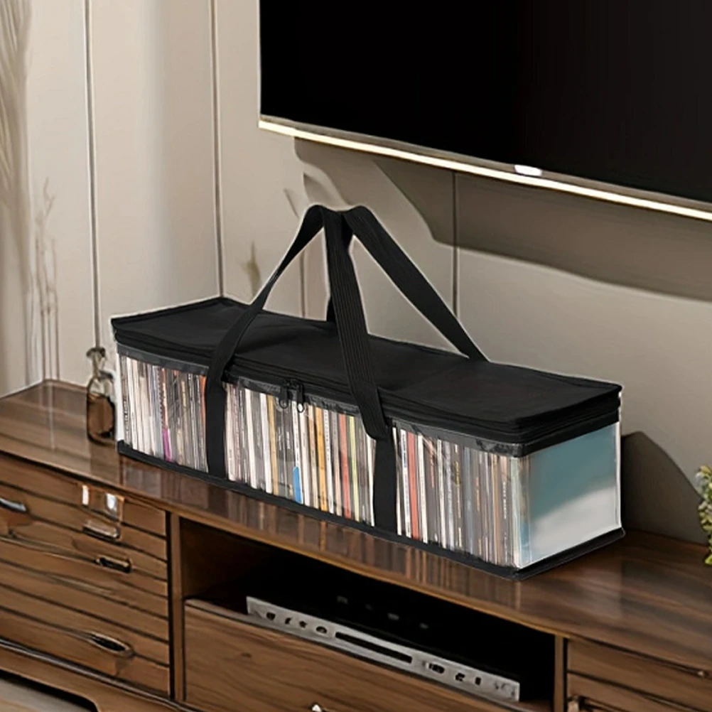 

Large Transparent Storage Bag for Books Cds Organizer Portable Stackable Travel Case with Clear Window for Clothes Hat Caps and