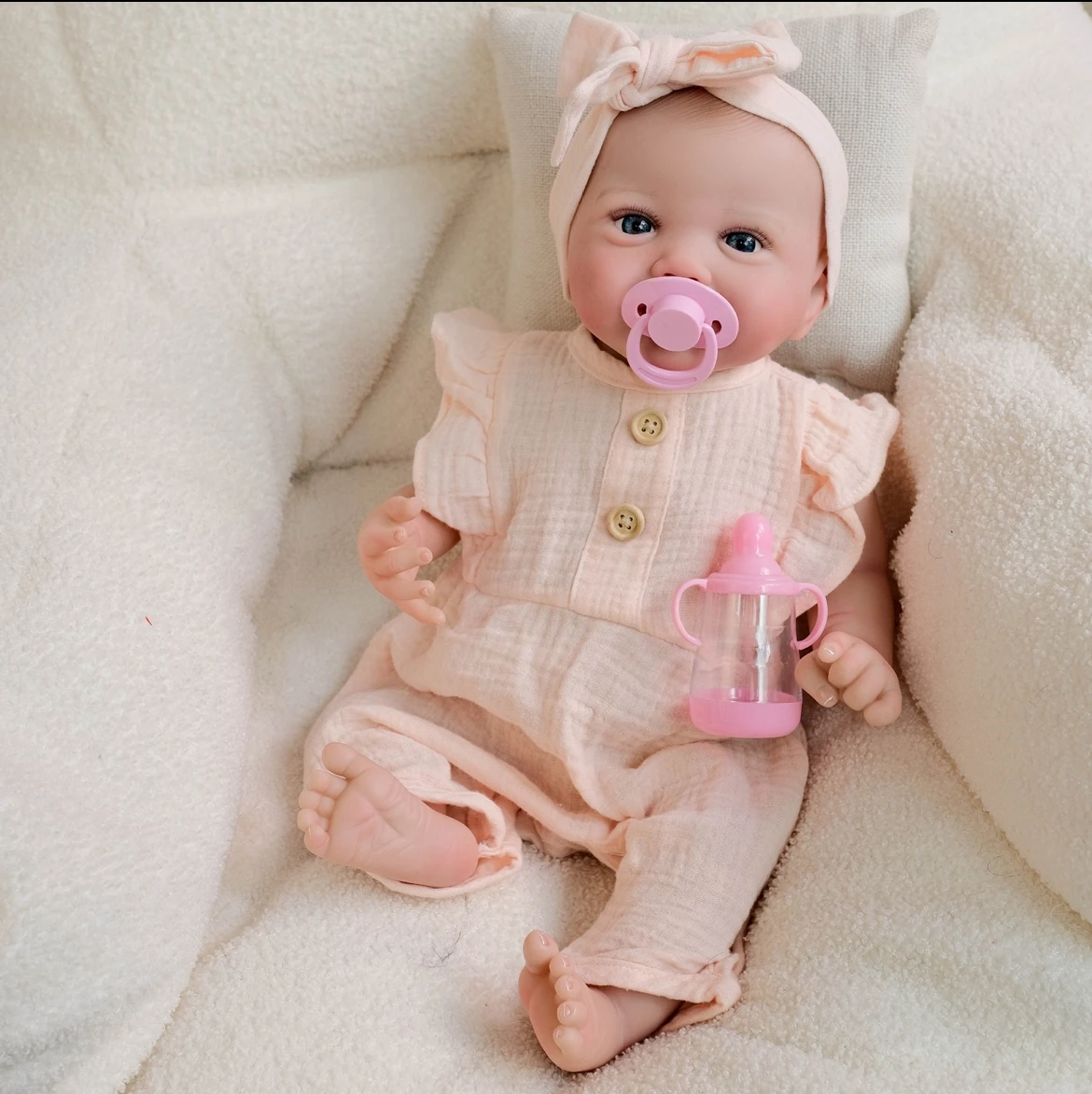 ตุ๊กตาเด็กทารกเหมือนจริง ขนาด 48 ซม. - ผิวไวนิลนุ่ม วาดเส้นเลือดด้วยมือ พร้อมจุกนมแม่แบบแม่เหล็ก - ของสะสมทารกแรกเกิดที่เหมือนจริง