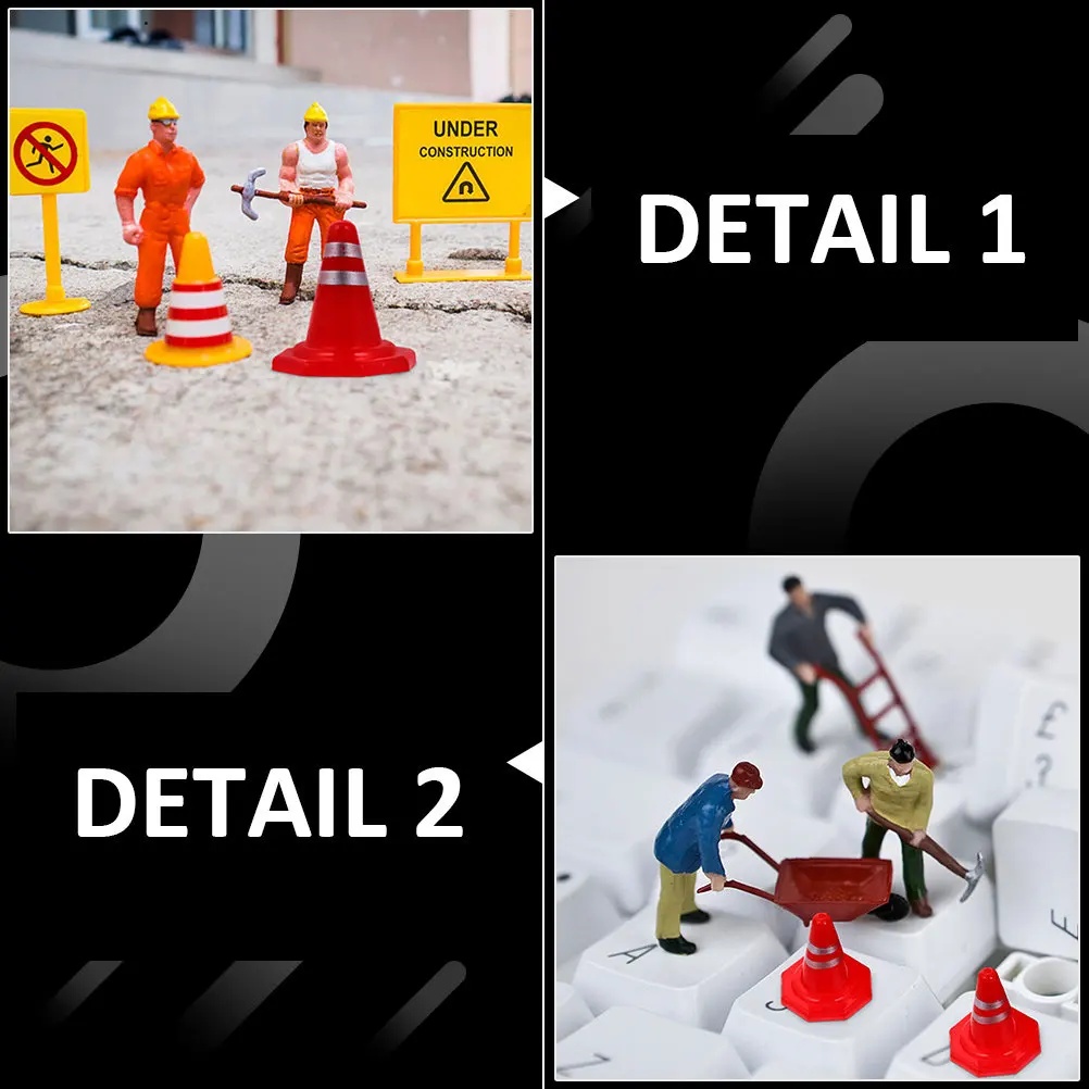 60Pcs Traffic Road Cones Simulation Roadblocks Miniature Scene Decor DIY Sand Table Supplies for Kids Learning Safety Skills