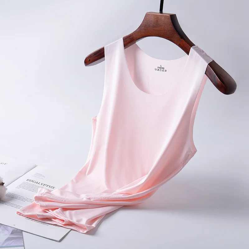 1pcs Summer Women Men Thin Tank Tops Seamless Ice Silk Vest Undershirt Underwear Students Korean-Style Slim Vest Sleeveless Tops image 6