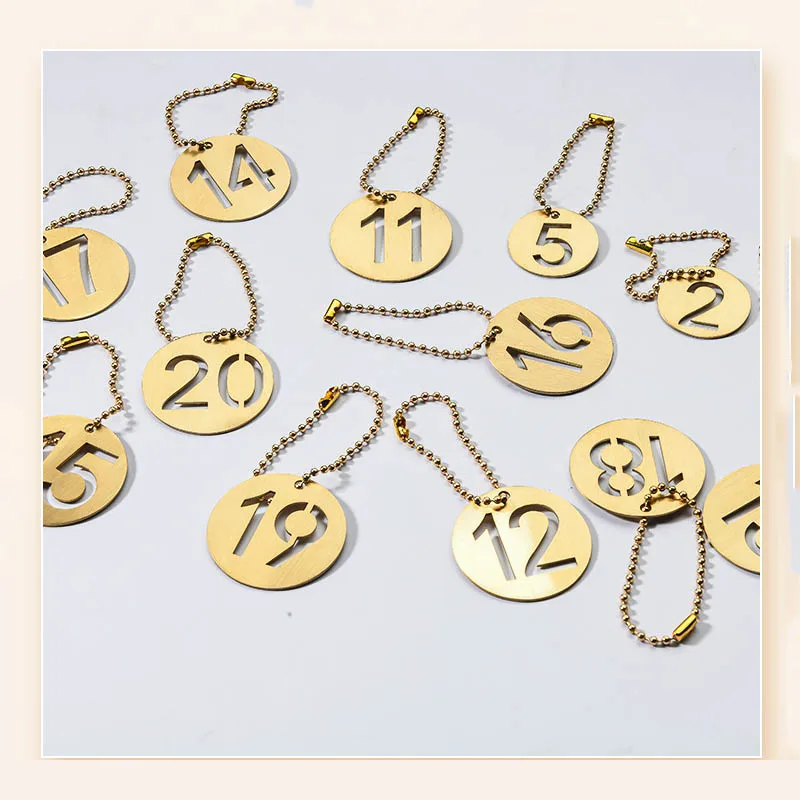 10PCS/Set Brass Number Plates Number Hangtags Labels Mark Signs Metal Number Markers For Keys Round Number Signs Tags