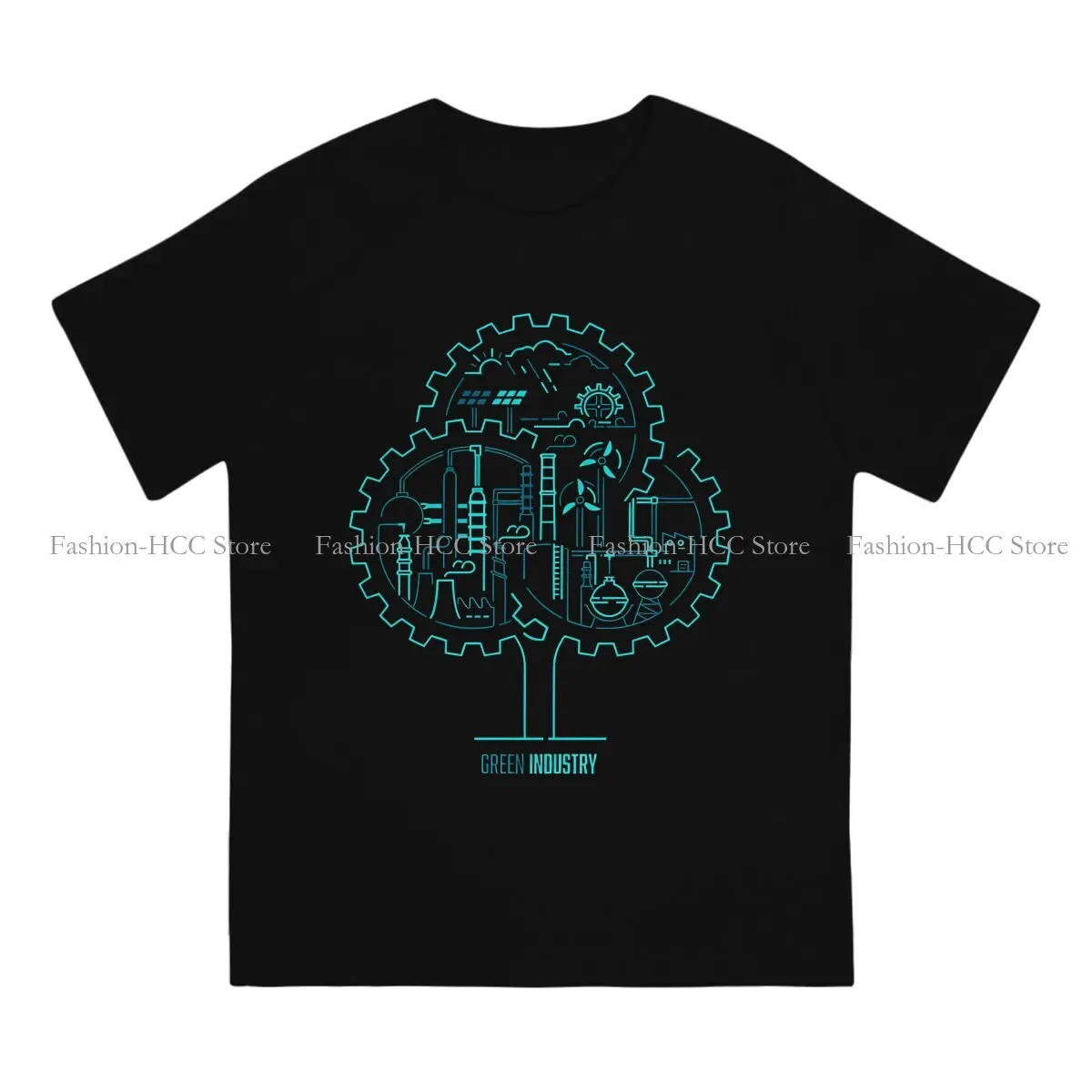 Industry Smart Manufacturing Gear Wheel Ecology Conservation Element Harajuku TShirt Environmental Protection TechnologyT Shirt