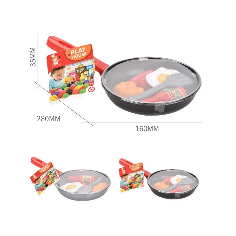 8PCS Cucina per bambini Giocattoli alimentari Simulazione Pentole Set da gioco Fai finta di giocare Pentola Bistecca Verdura Pane Hot Dog Frittata Regalo per bambini