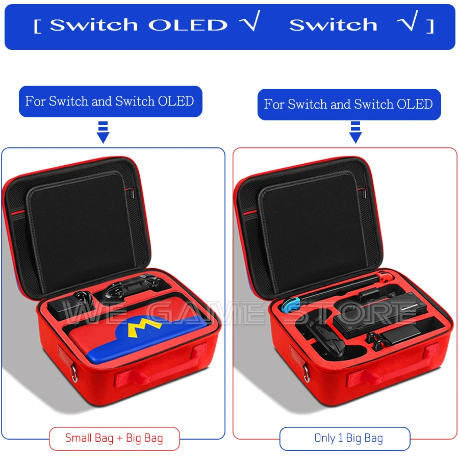 SwitchOLED Cute 3D Pattern Pouch Carrying Case Hard Cover Shell Oxford Storage Shoulder Bag for Nintendo Switch OLED Accessories