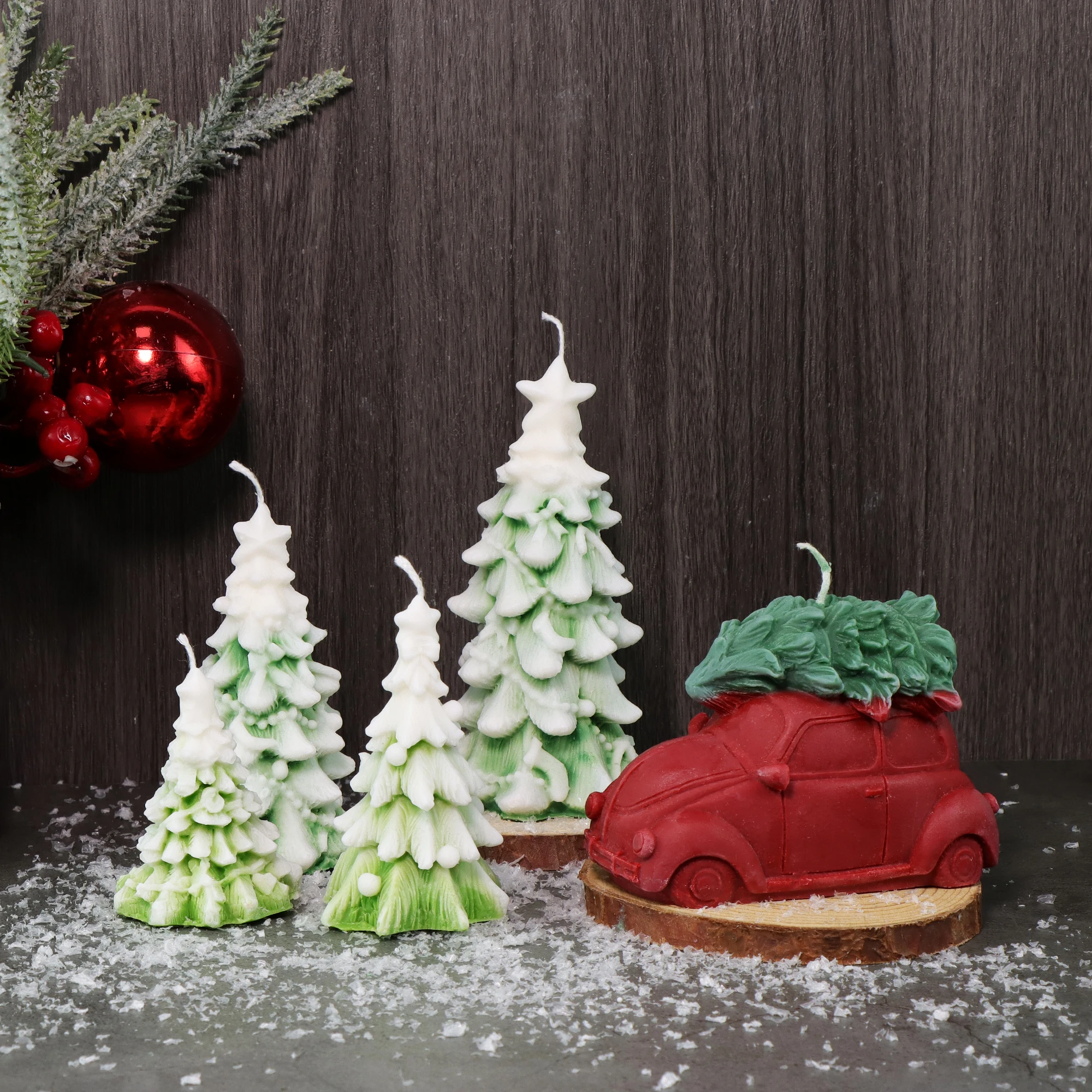 3D Weihnachtsbaum Silikon Kerze Form 3D Weihnachtsbaum mit einem Auto Form DIY Aroma duftende Seife Form Weihnachten Strumpf Home Decor